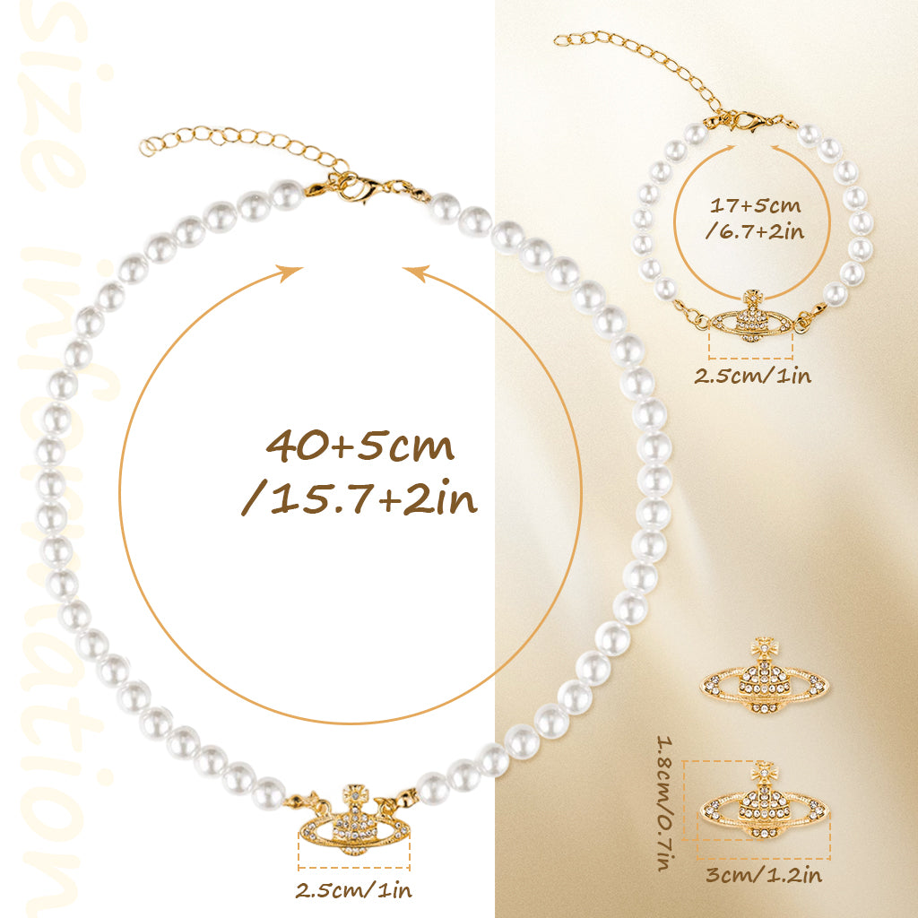 SANNIDHI Women Pearl Necklace Jewelries Set of 3Pcs Pearl Necklace Pairing Bracelet Rhinestone Earstuds Jewelry Set for Women Faux Pearl Bracelet Necklace Birthday Gift Christmas Gift for Women SANNIDHI Women Pearl Necklace Jewelries Set of 3Pcs Pearl Necklace Pairing Bracelet Rhinestone Earstuds Jewelry Set for Women Faux Pearl Bracelet Necklace Birthday Gift Christmas Gift for Women